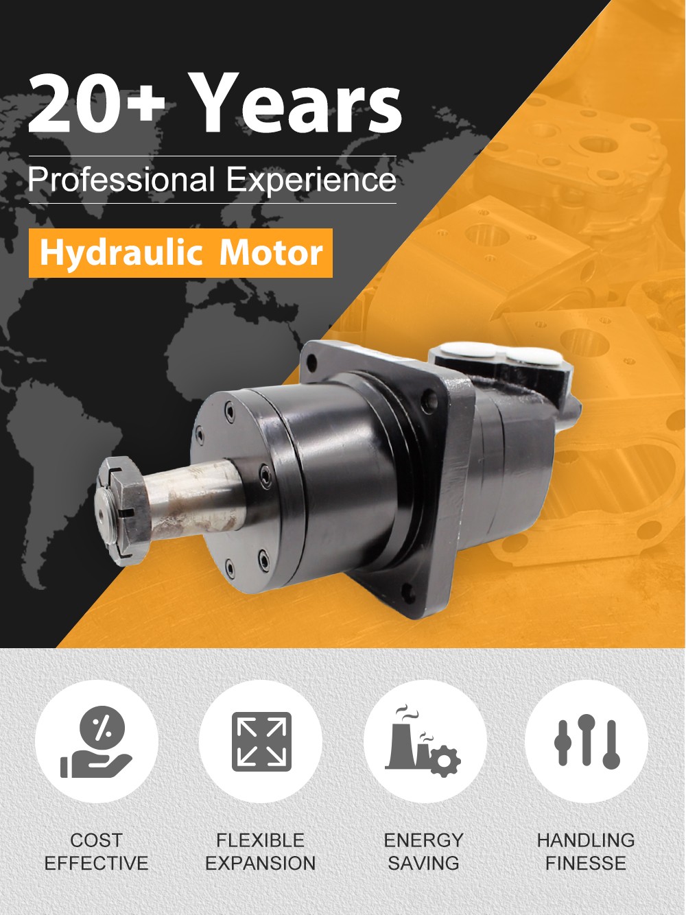 BM6W_Cycloid Hydraulic Motor 310 cc/r 150 Lpm Hydraulic Motor detailed image